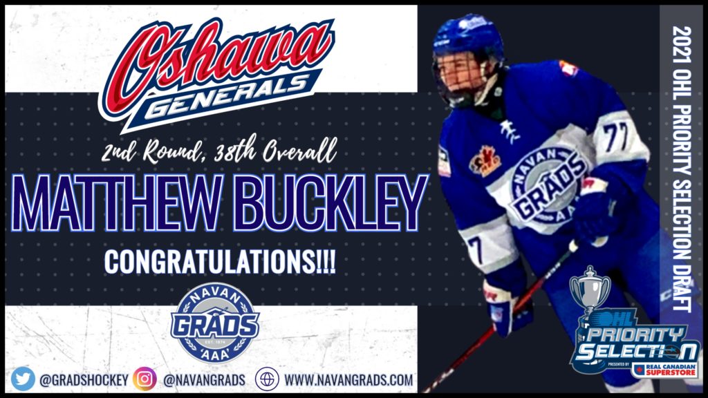 MATTHEW BUCKLEY DRAFTED IN 2ND ROUND BY OSHAWA GENERALS ...